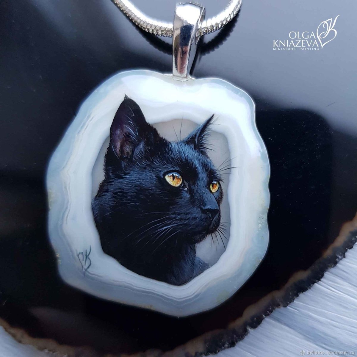 Кулон черная кошка