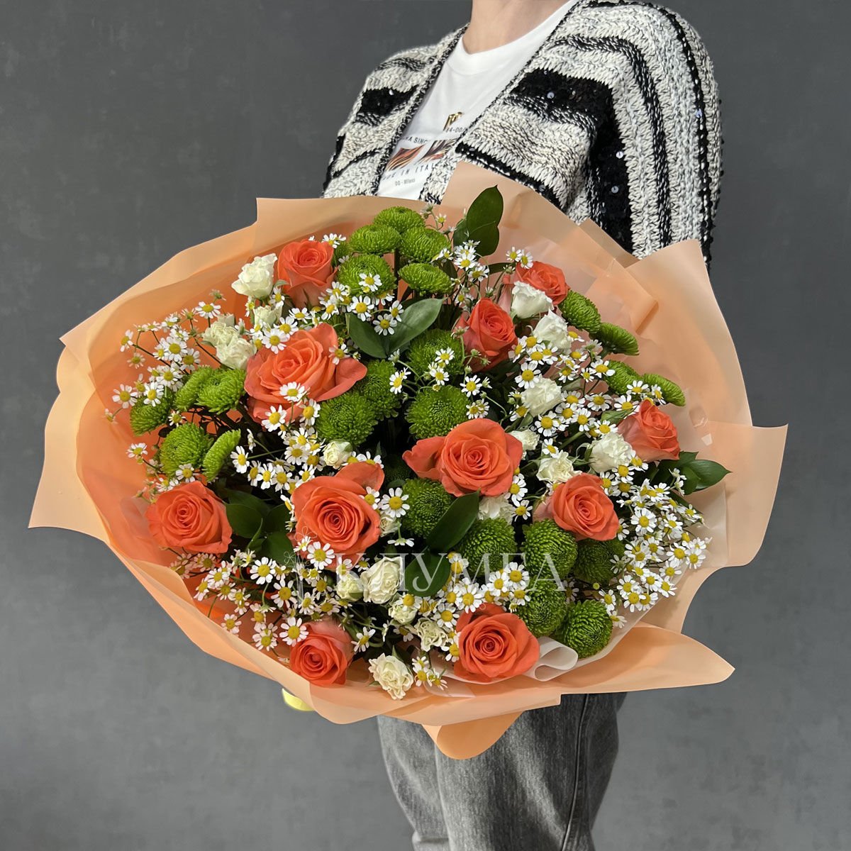 Статица и Хризантема букет