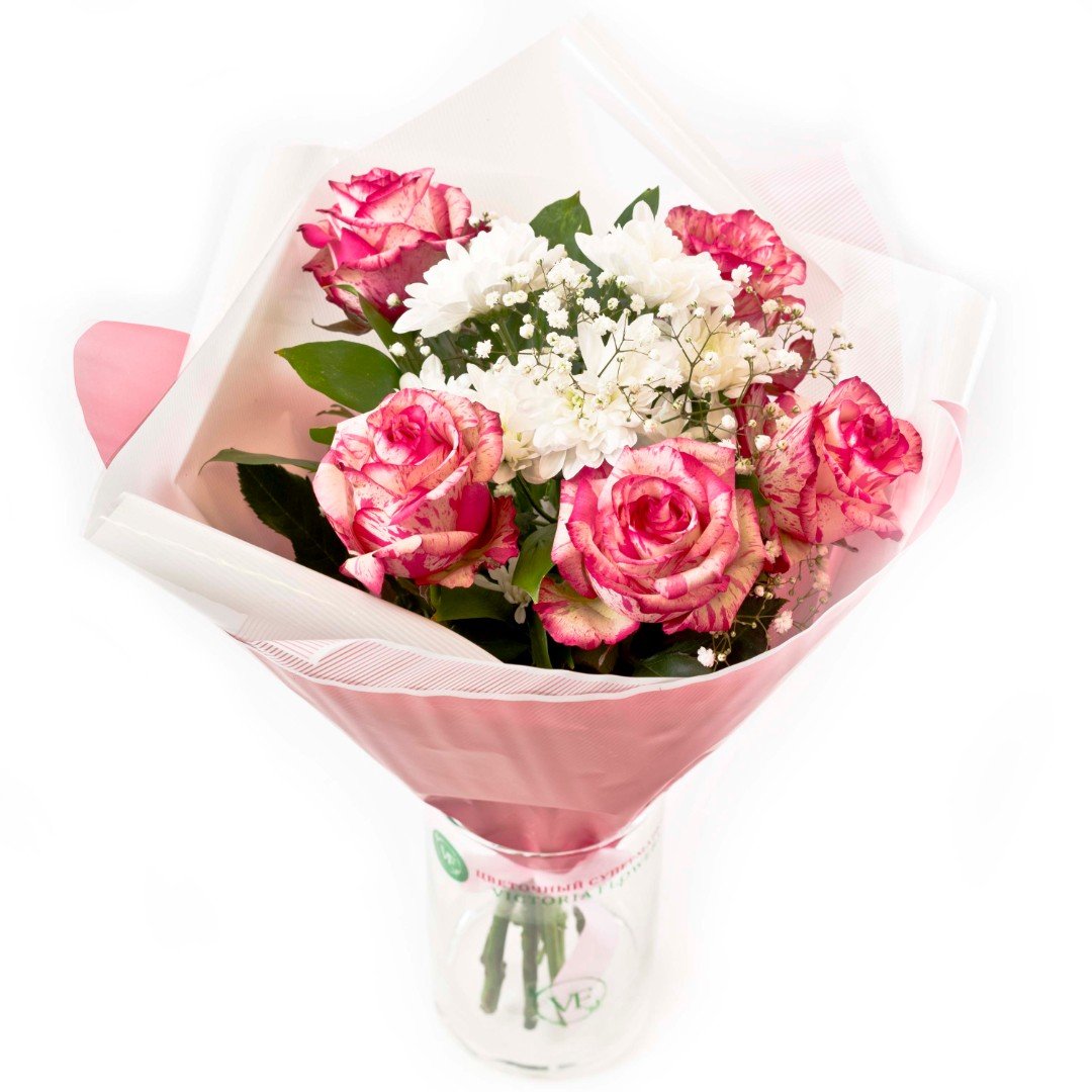 Букет хризантемы розы эустома