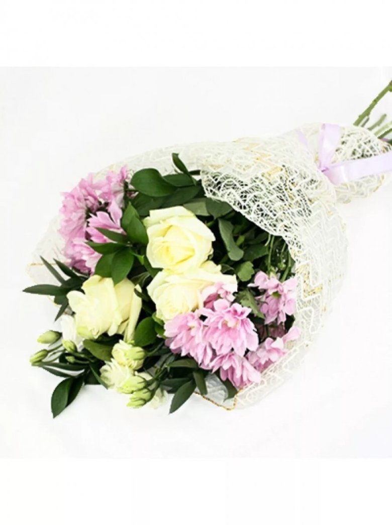 Букет хризантемы розы эустома