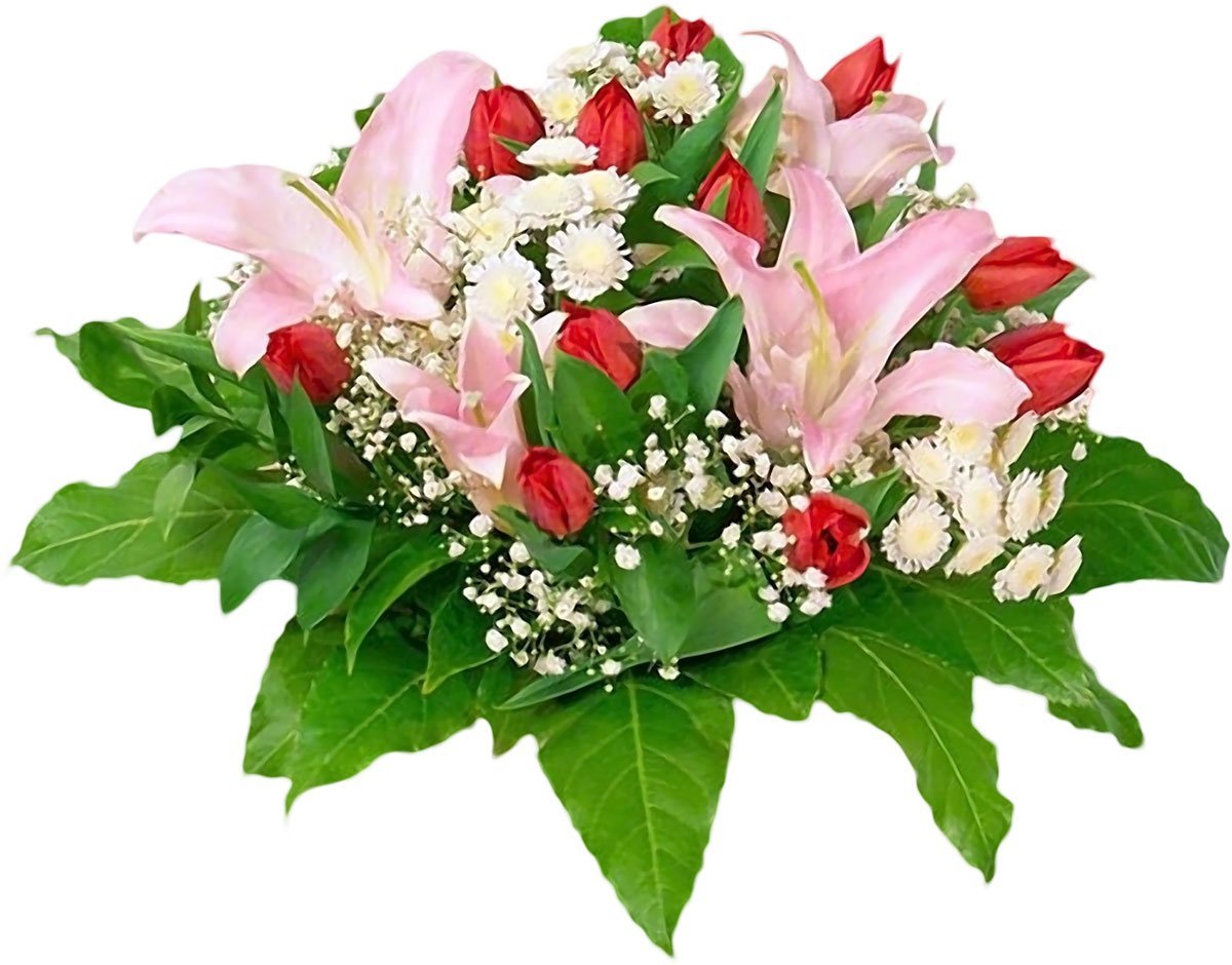 Букет из лилий и тюльпанов