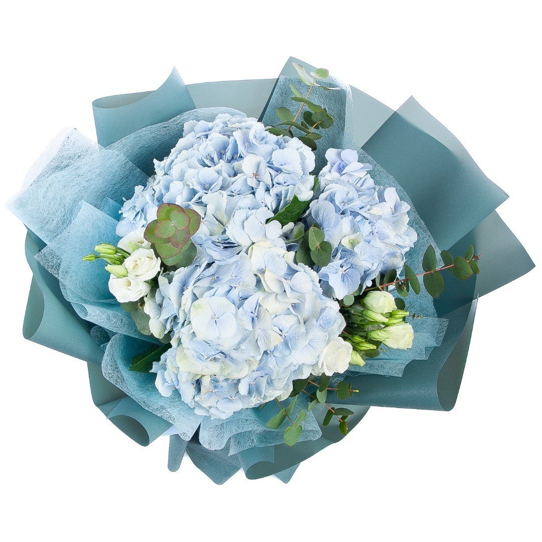 Букет гортензий с эустомой