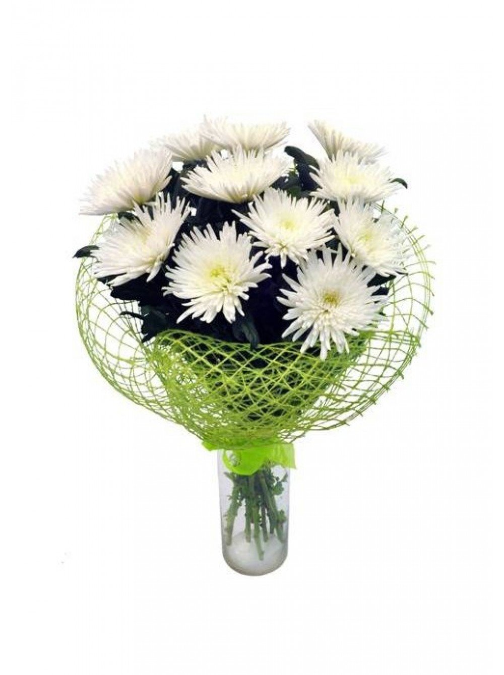 Букет 11 белых хризантем