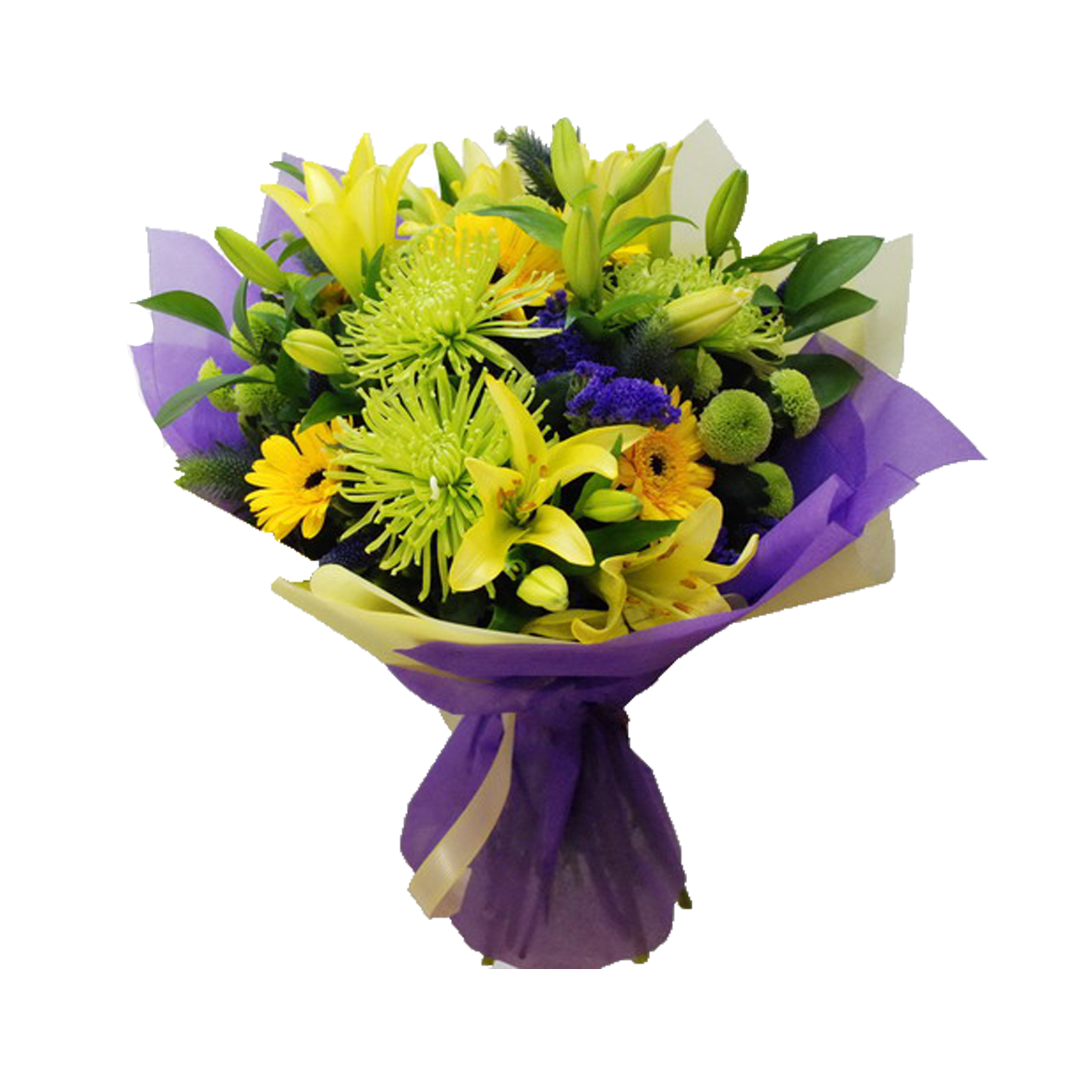 Букет Лилия и желтые хризантемы