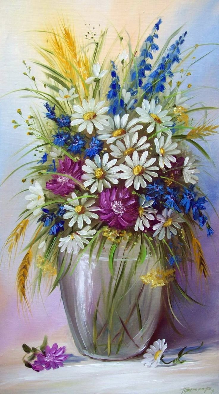 Ваза с полевыми цветами