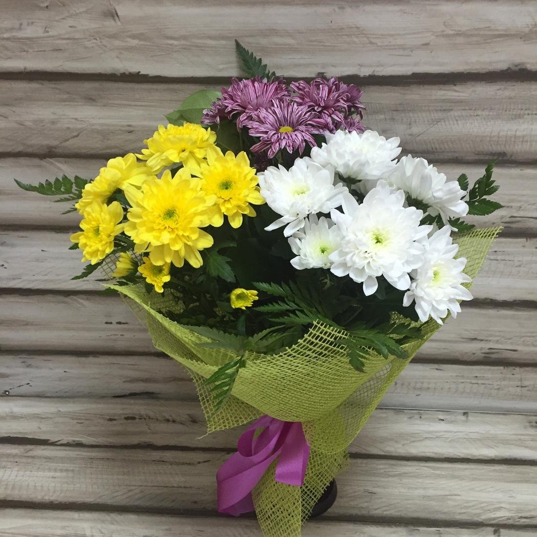 Хризантемы пионовидные желтые