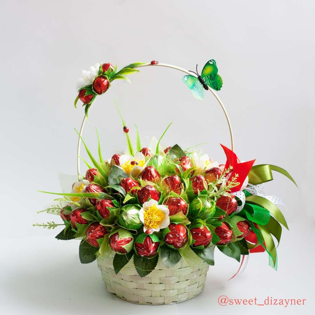 Новогодний букет с конфетами