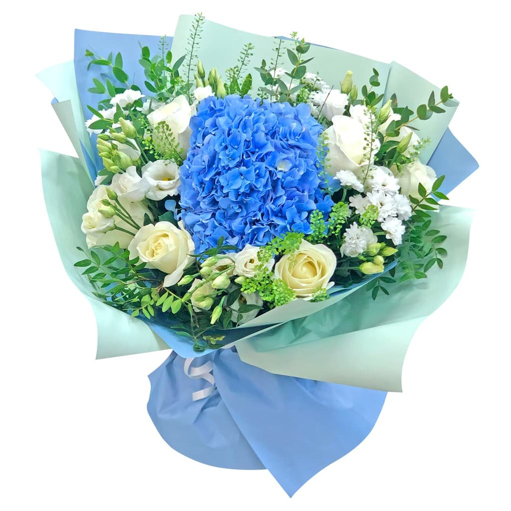 Синие хризантемы букет