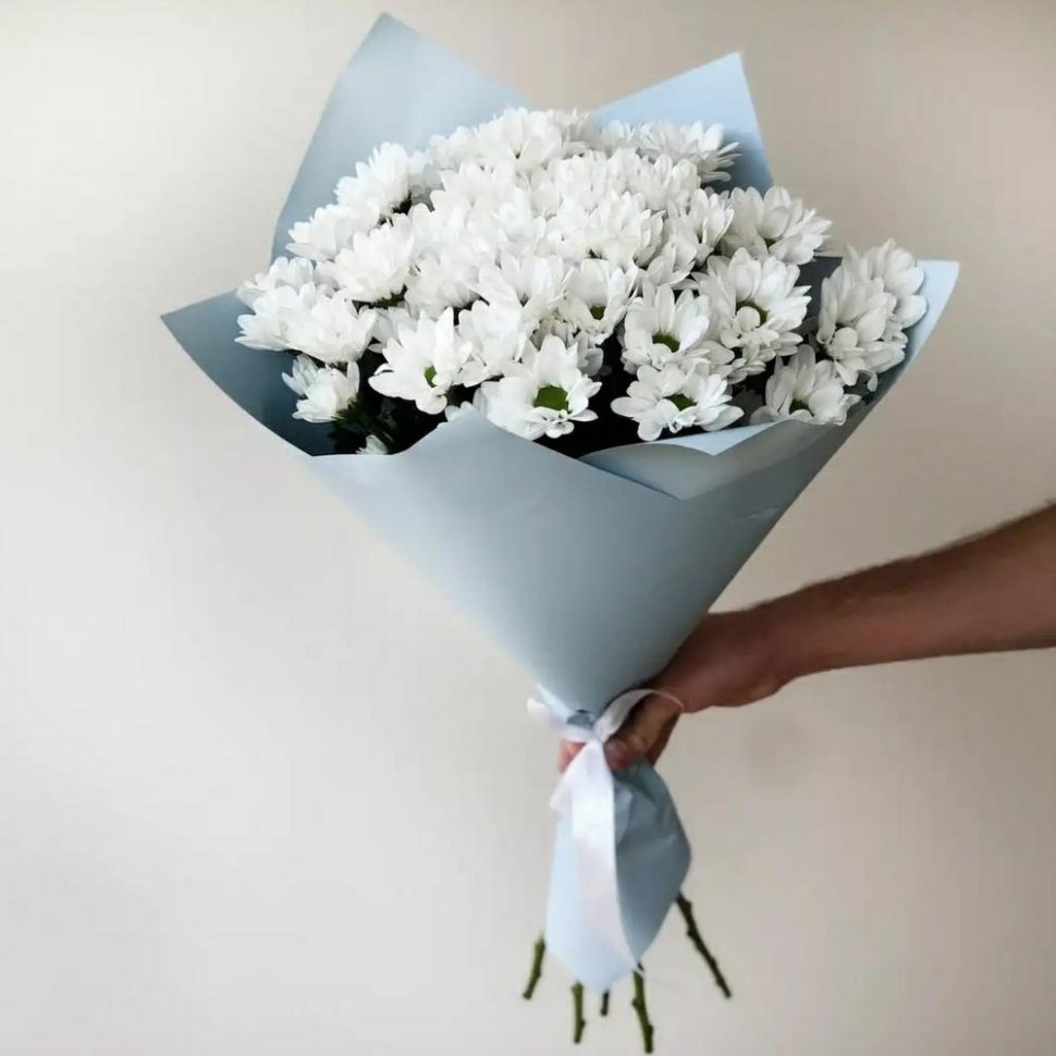 5 Белых кустовых хризантем