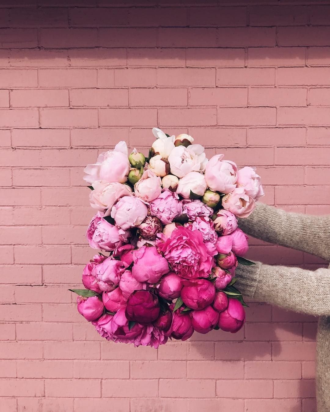 Букет пионов в руках