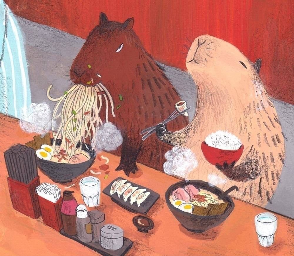 Открытка с капибарой с днем рождения