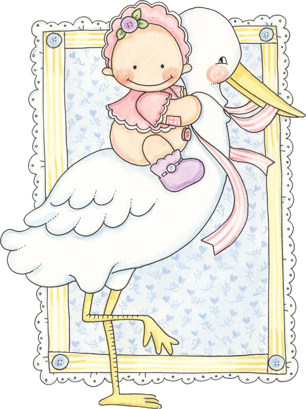 Открытка с новорожденной девочкой