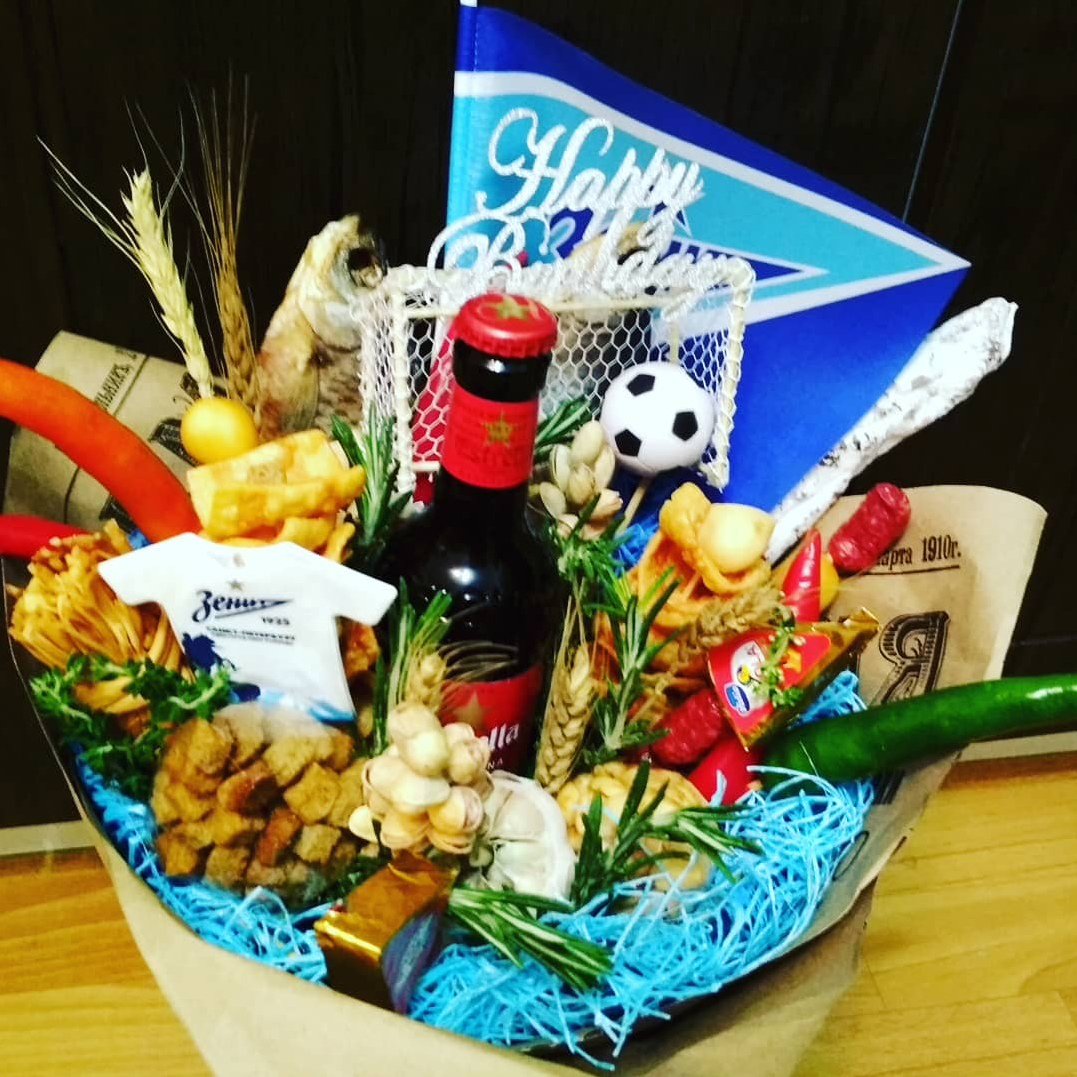 Мужской букет с пивом и сухариками