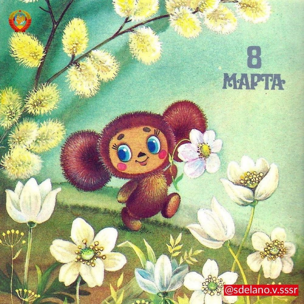 Чебурашка с цветами