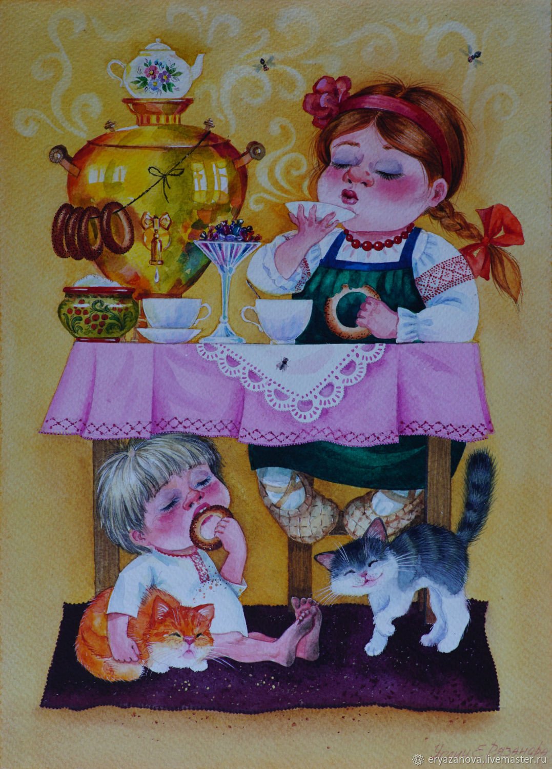Чаепитие детские иллюстрации