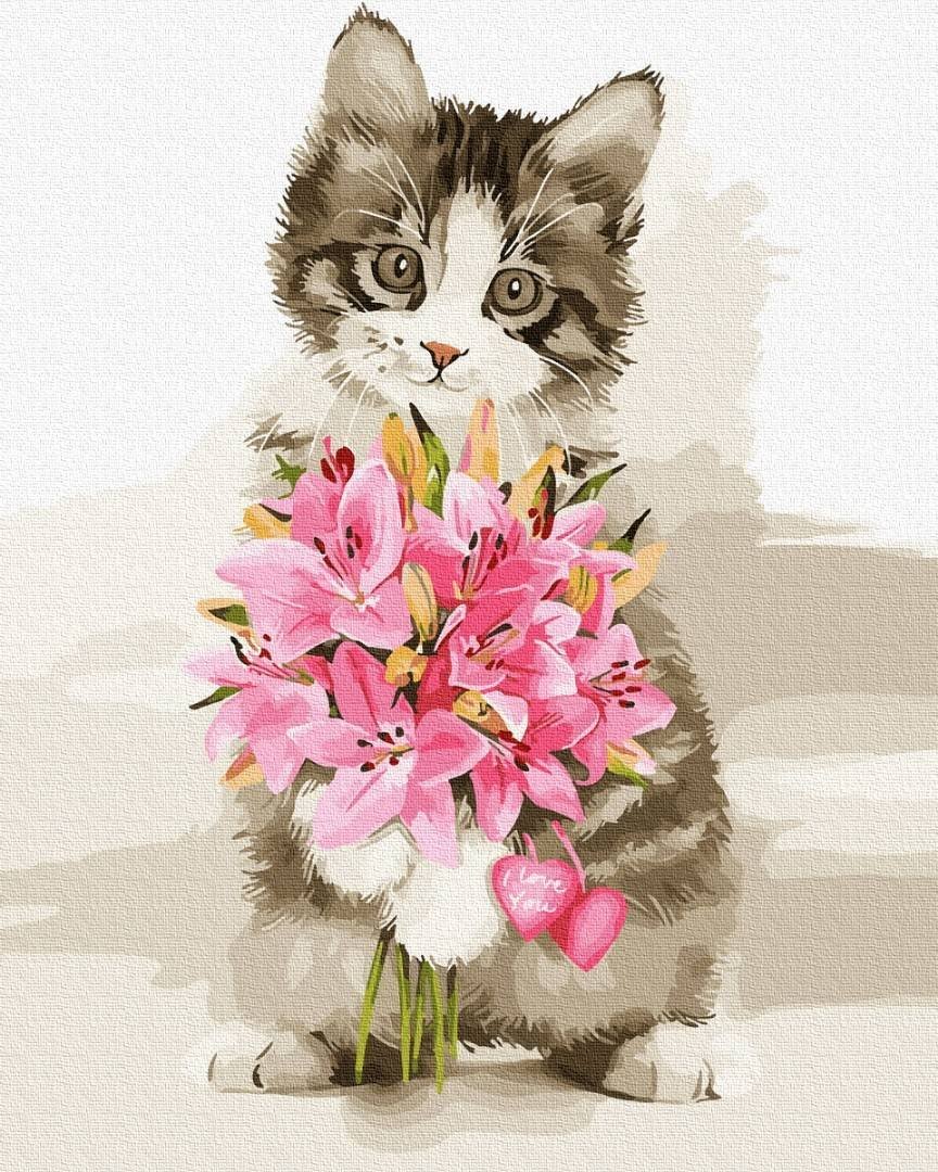 Котик и лилии