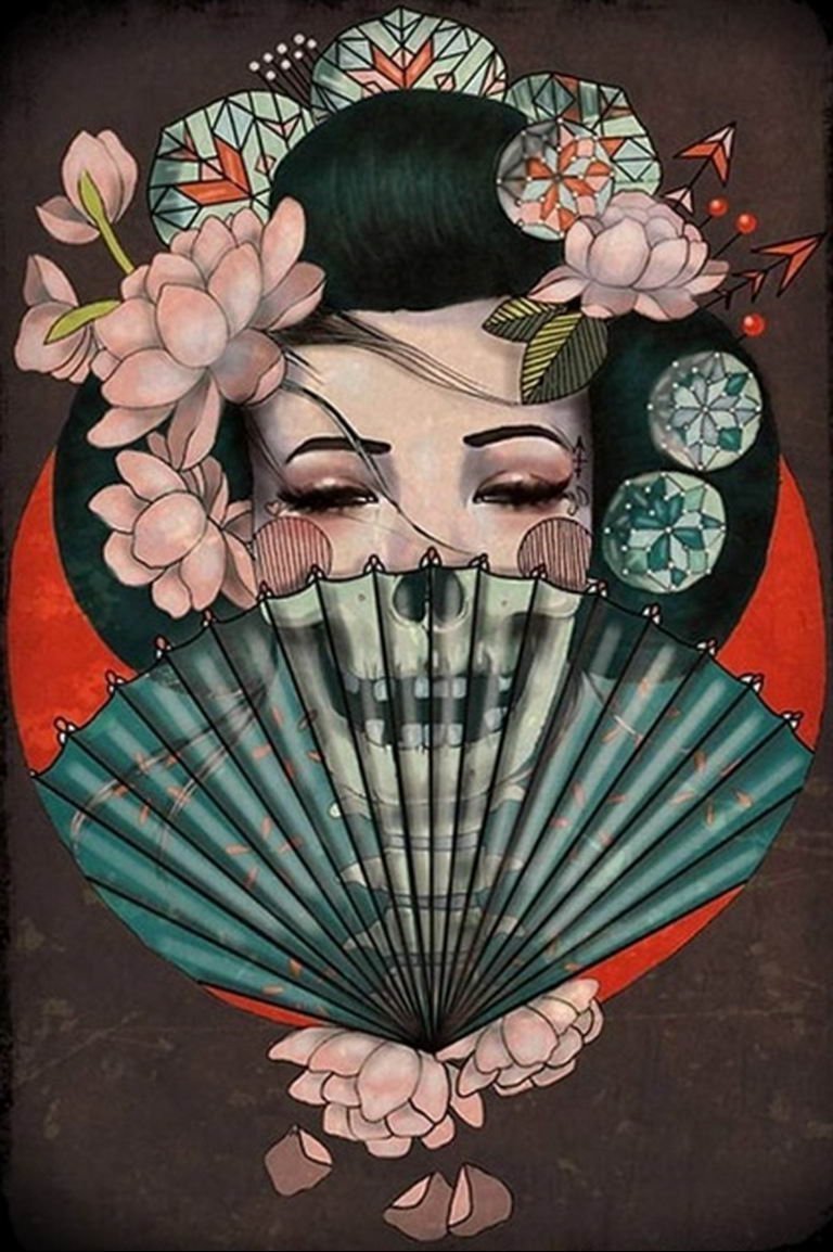 Японская живопись гейши Geisha Art гейша иллюстрация Japanese Art