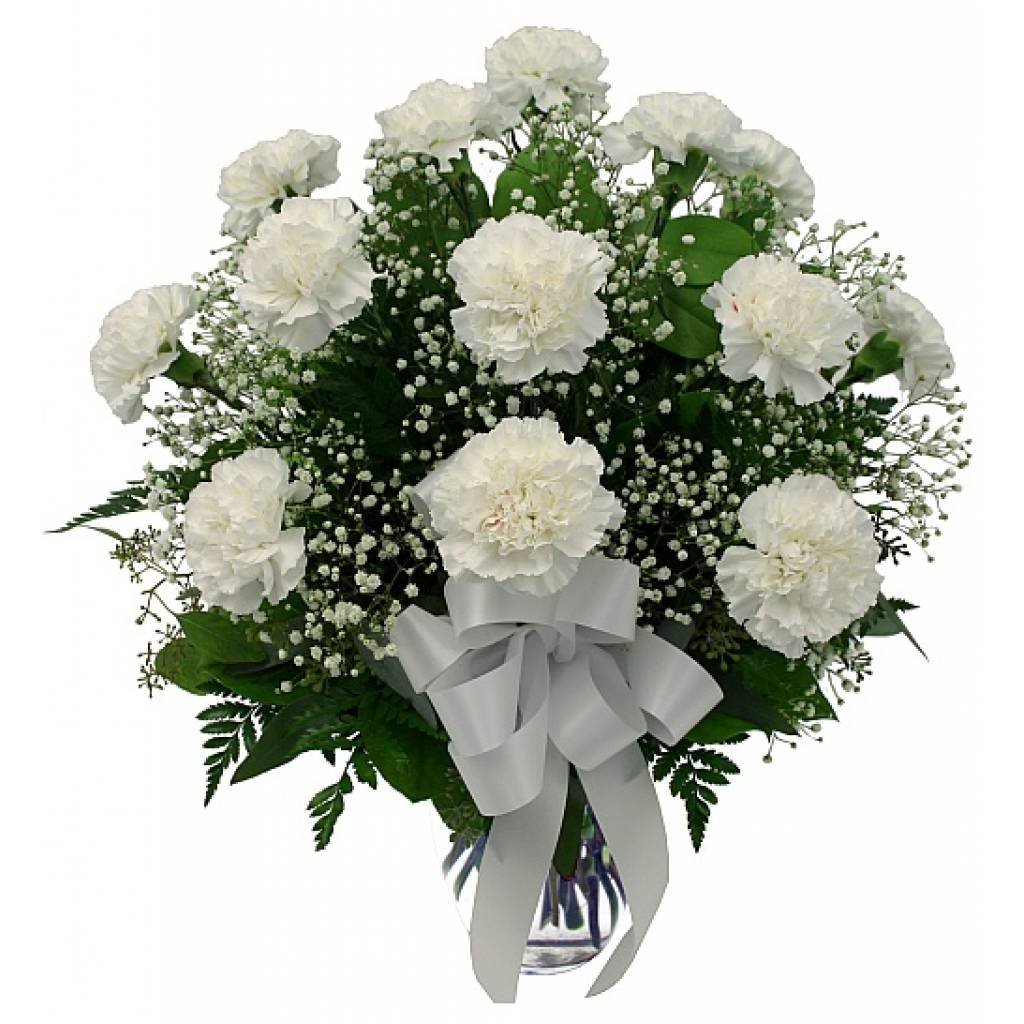 Букет гвоздик с гипсофилой