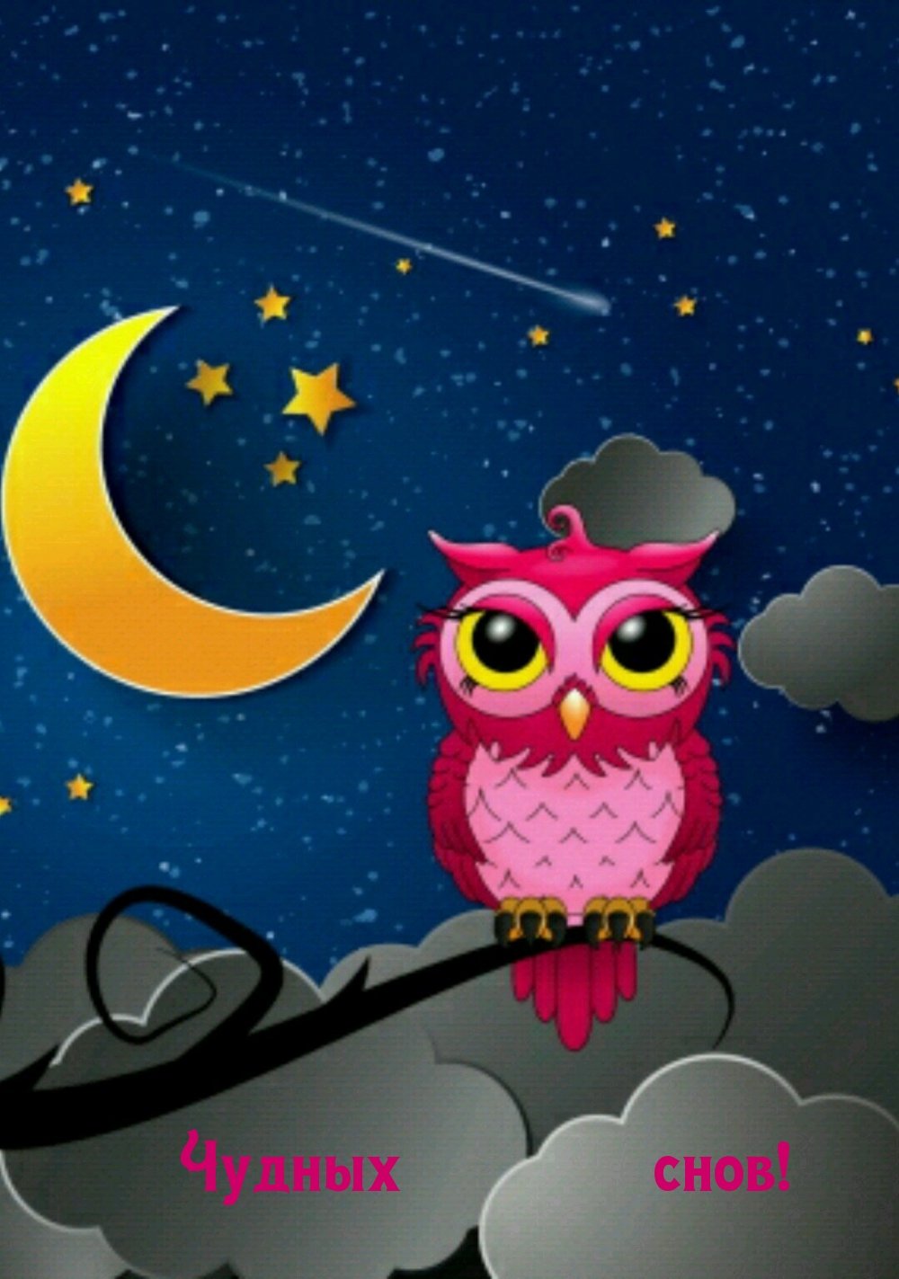 Пожелания спокойной ночи с совой