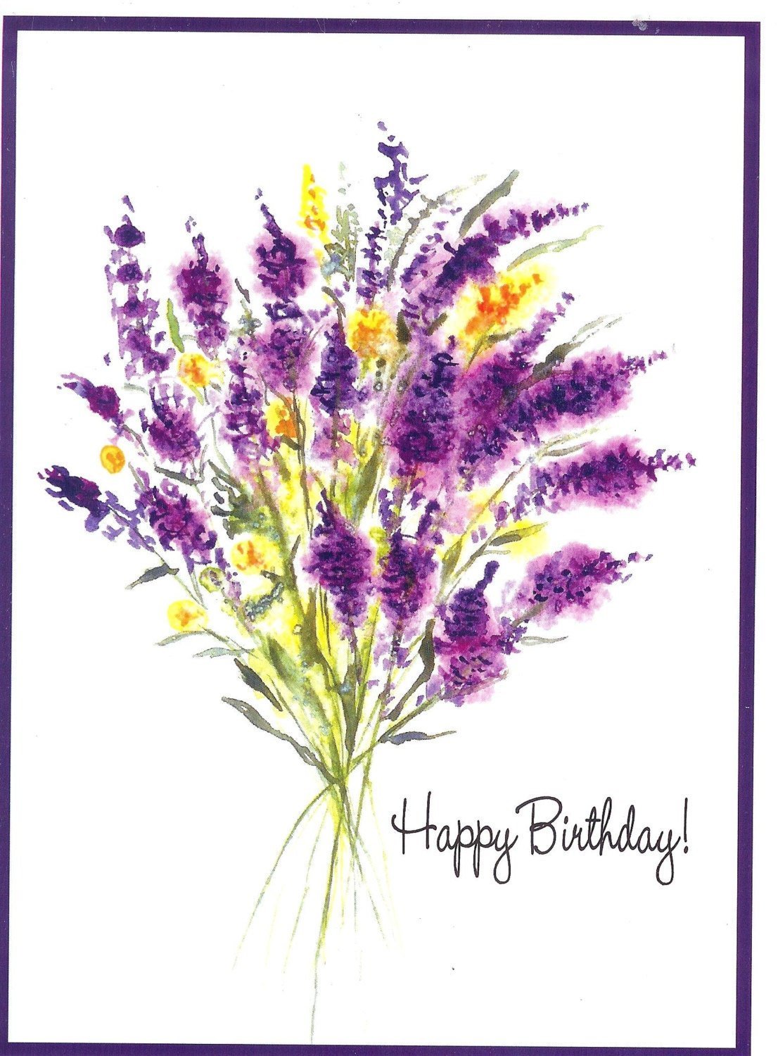 Лаванда открытка акварель