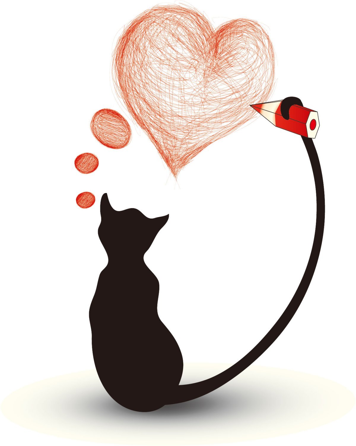 Милые котики с сердечками рисунки