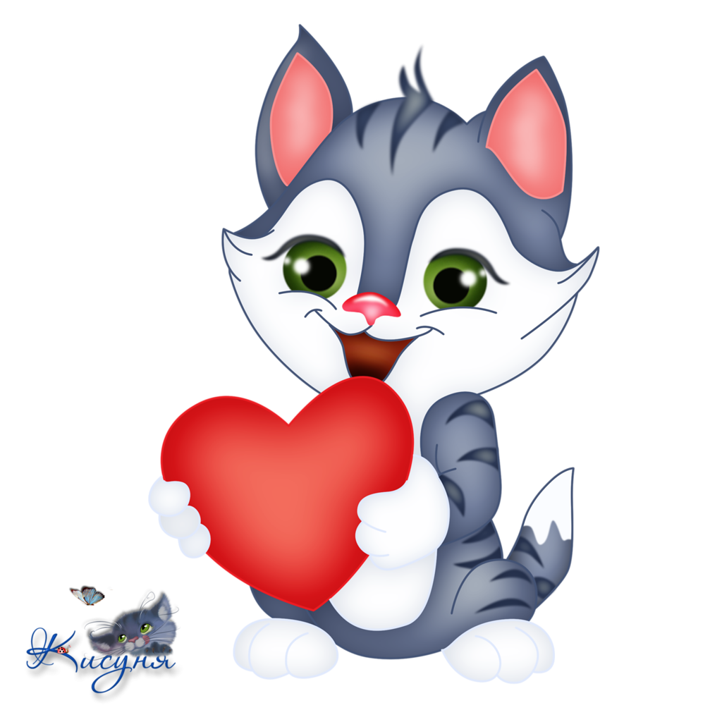 Милые котики с сердечками