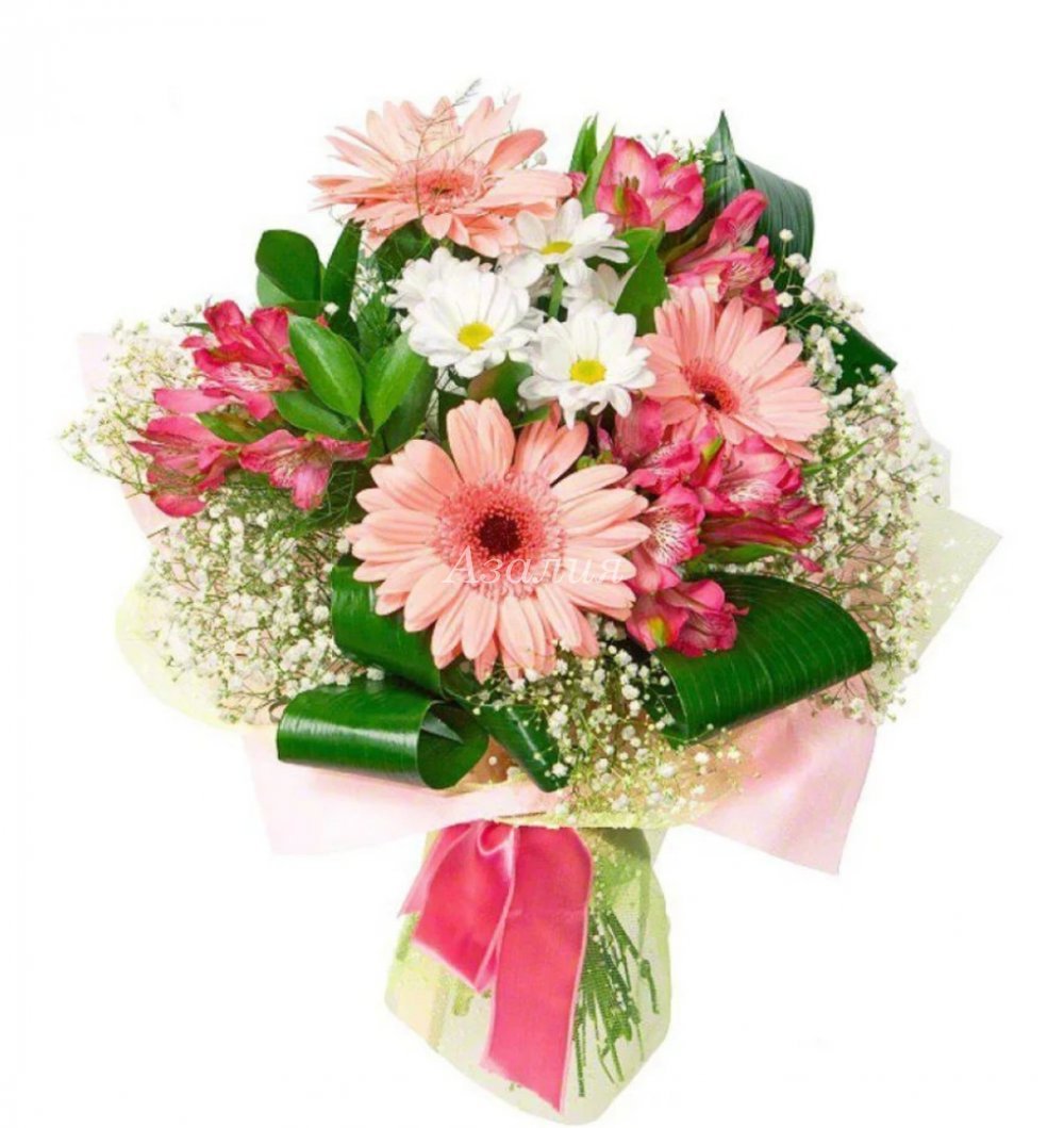 Герберы и гипсофилы букет