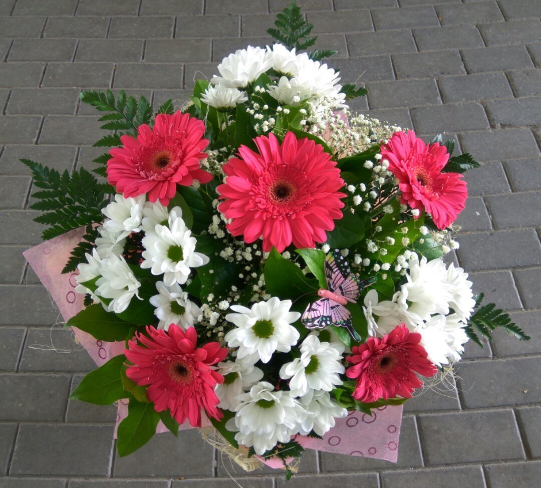 Букет гербер и гипсофилы