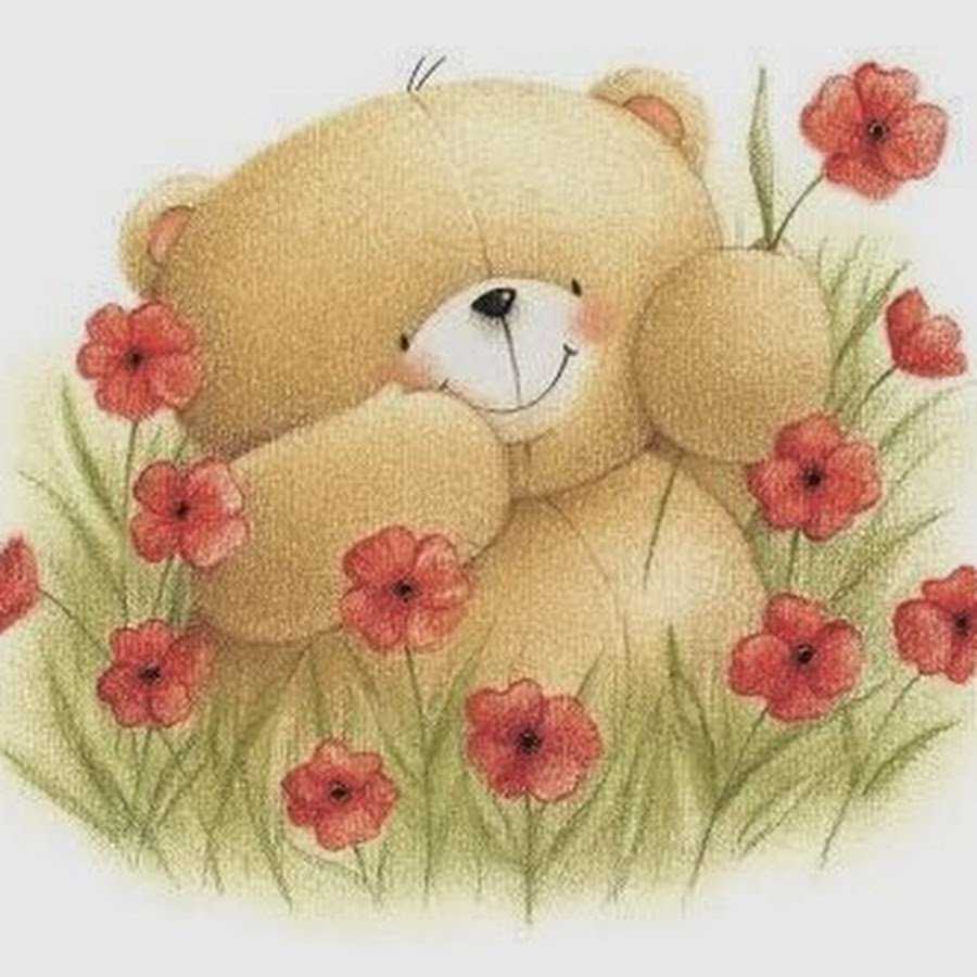 Медвежонок с цветами вектор