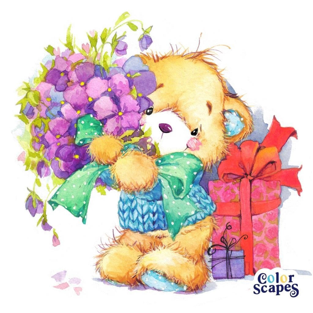 Мишка с ромашками