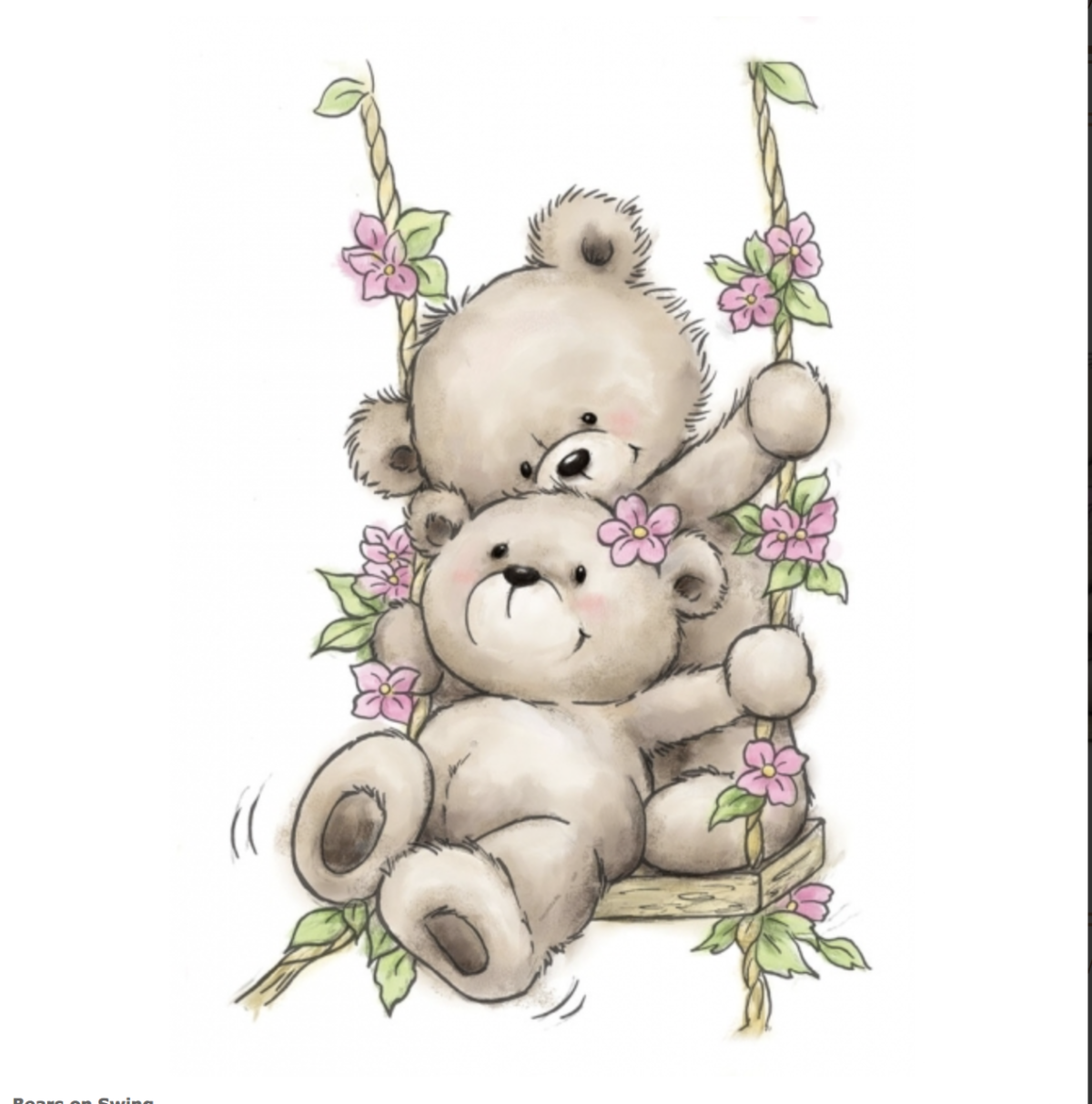 Открытка мишка с цветами