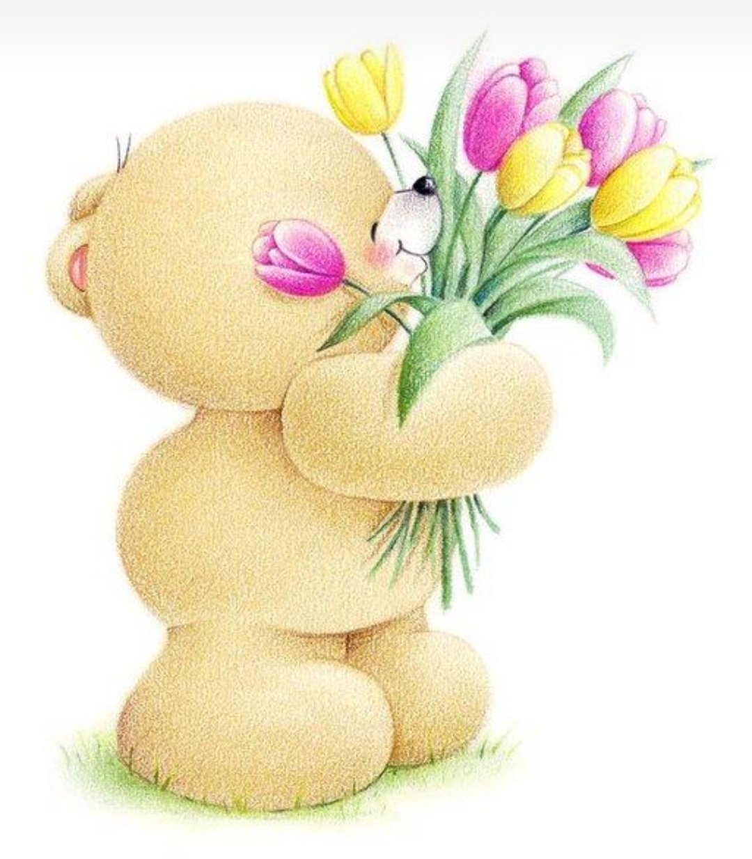 Милый медведь с цветами