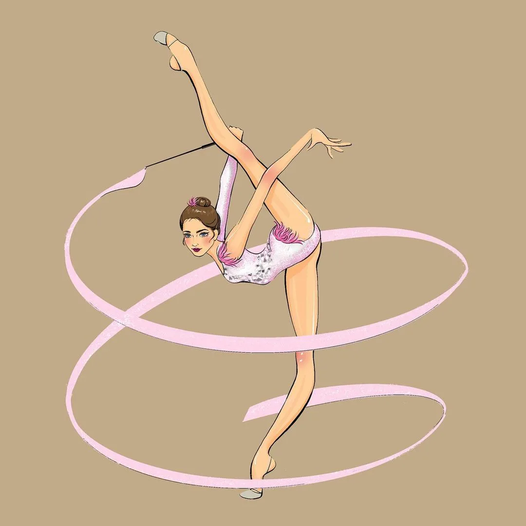 Художественная гимнастика с обручем акварель