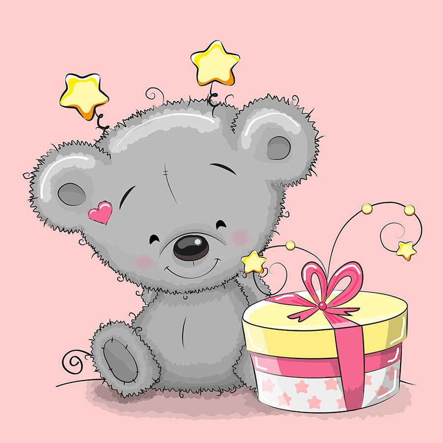 Милые мишки с подарком день рождения