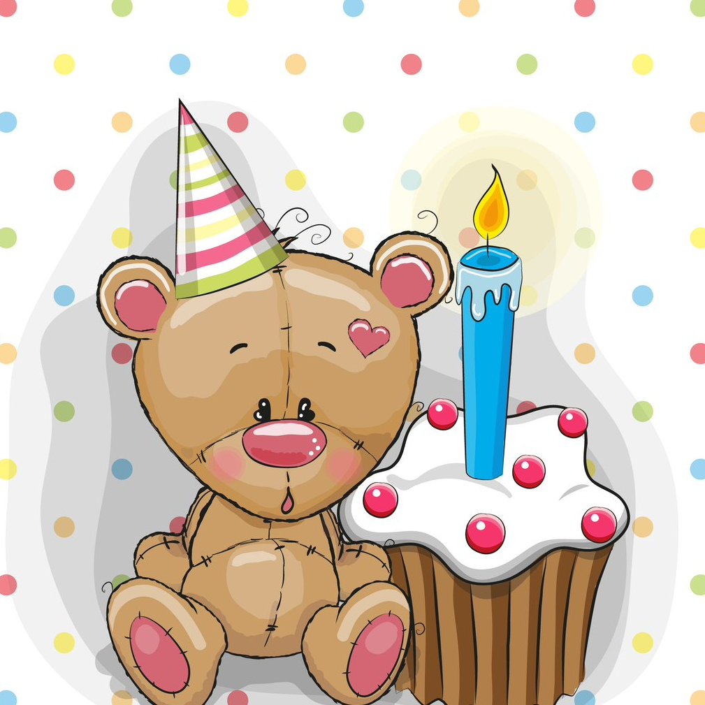 Мишка с тортиком на день рождения