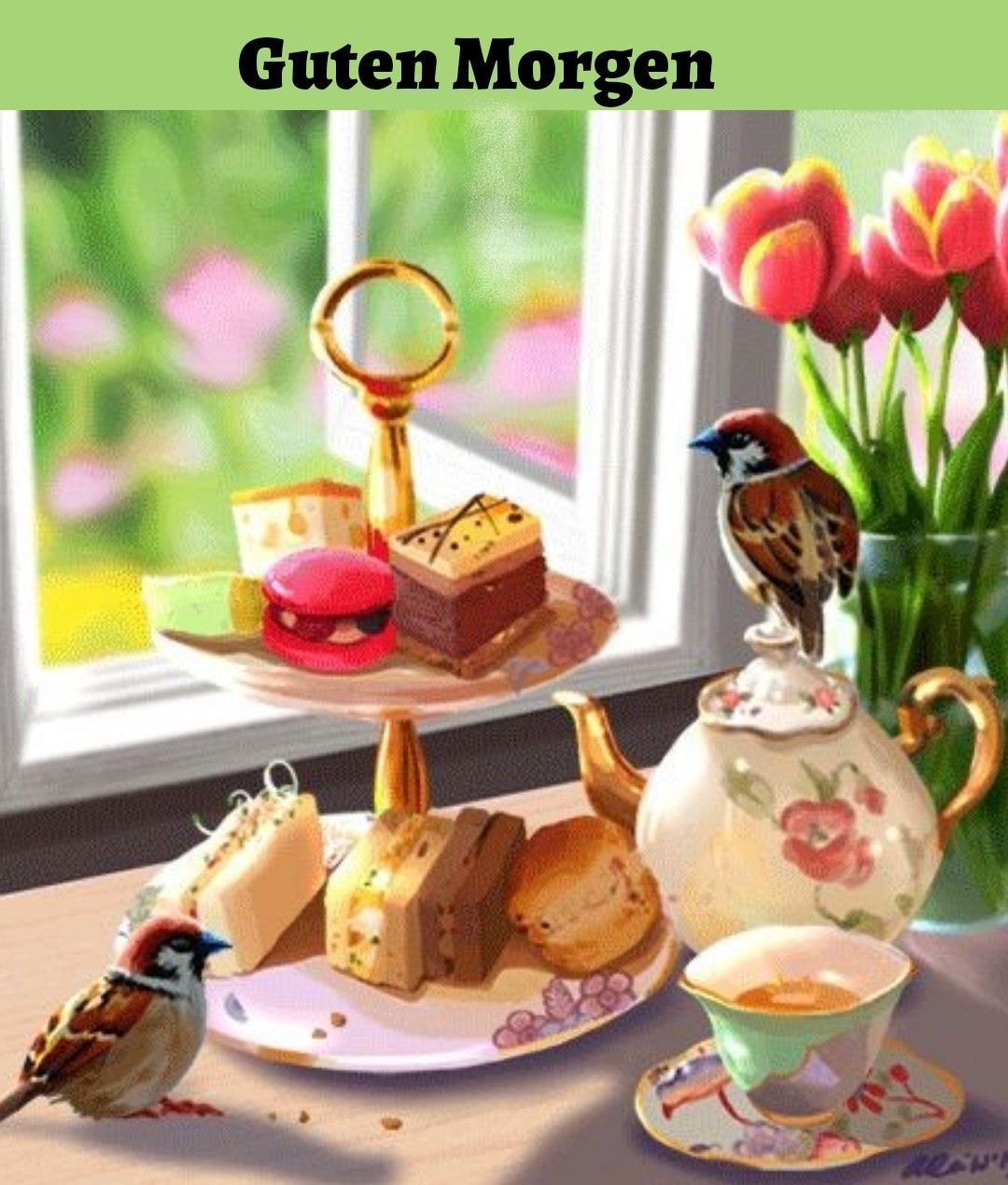 Открытка доброе утро с птичками