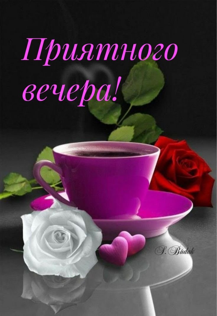 Добрый вечер с цветами и кофе