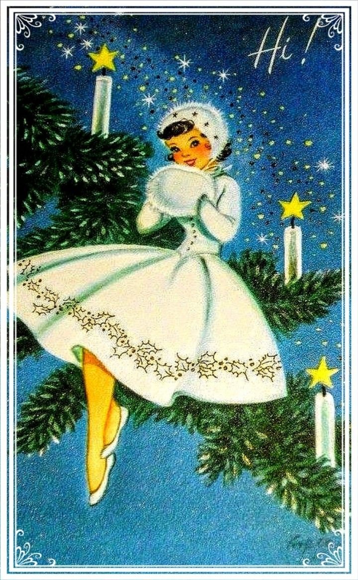 Новогодние открытки со Снегурочкой