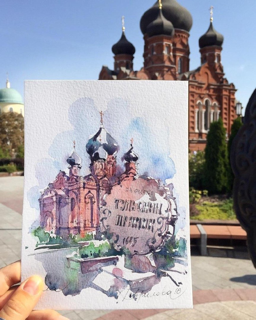 Кремль Тула акварелью