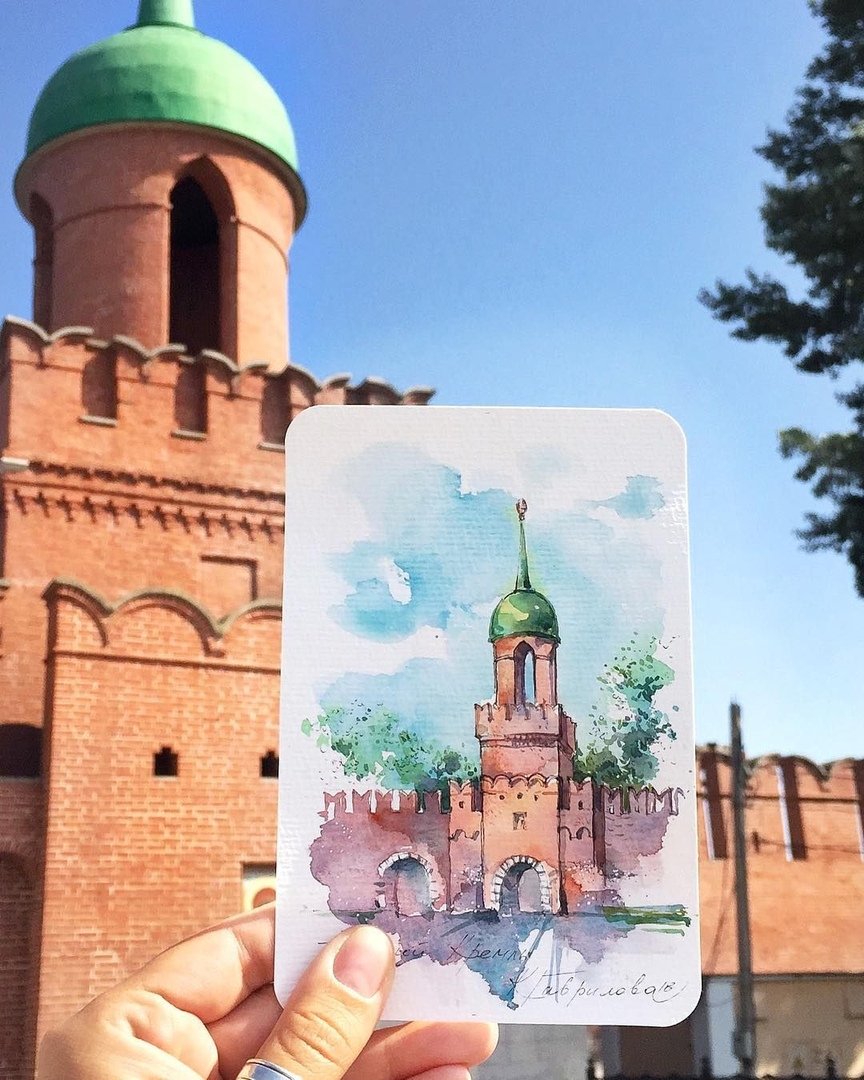 Архитектурный скетчинг акварель Питер