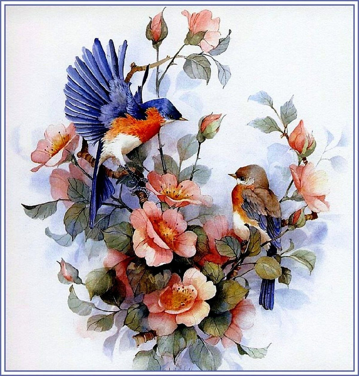 Картина букет цветов бабочка и птичка - 68 фото