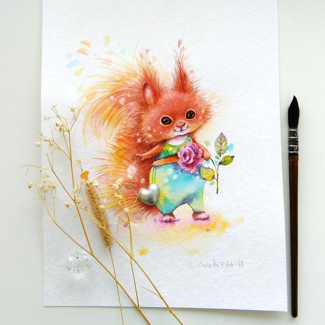 Милые иллюстрации белочки