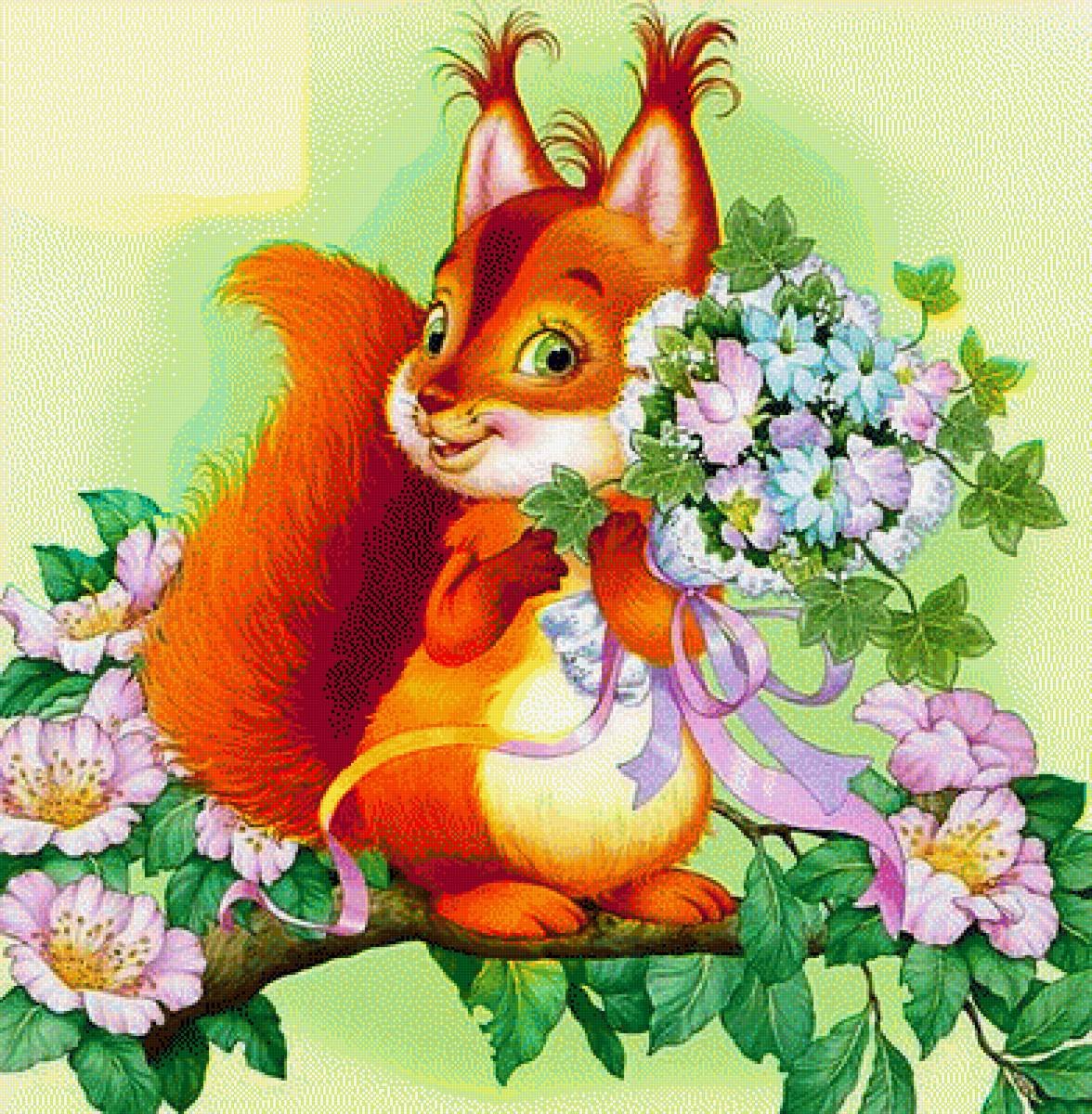 Открытка с белочкой с днем рождения