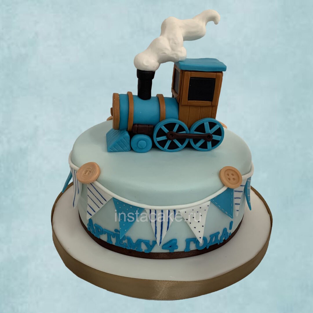 Торт на 4 года паровозик Лева