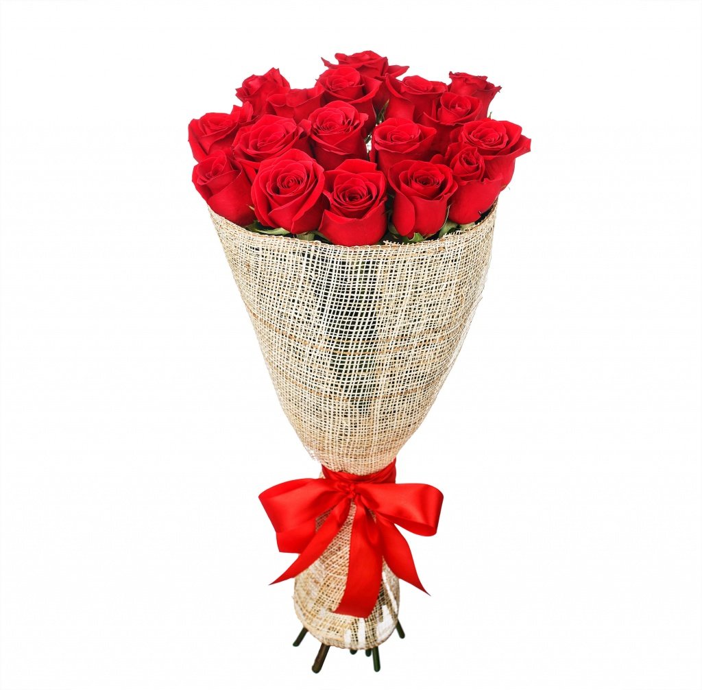 Упаковать букет в сетку