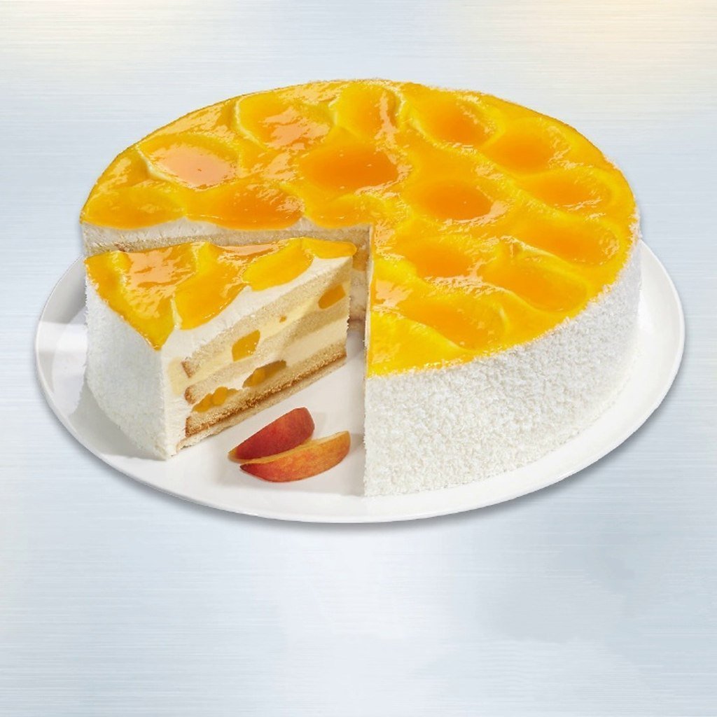 Торт желе с фруктами и сметаной