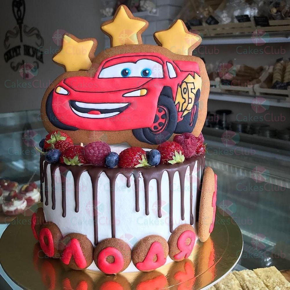 Торт синий трактор для мальчика на 2 года