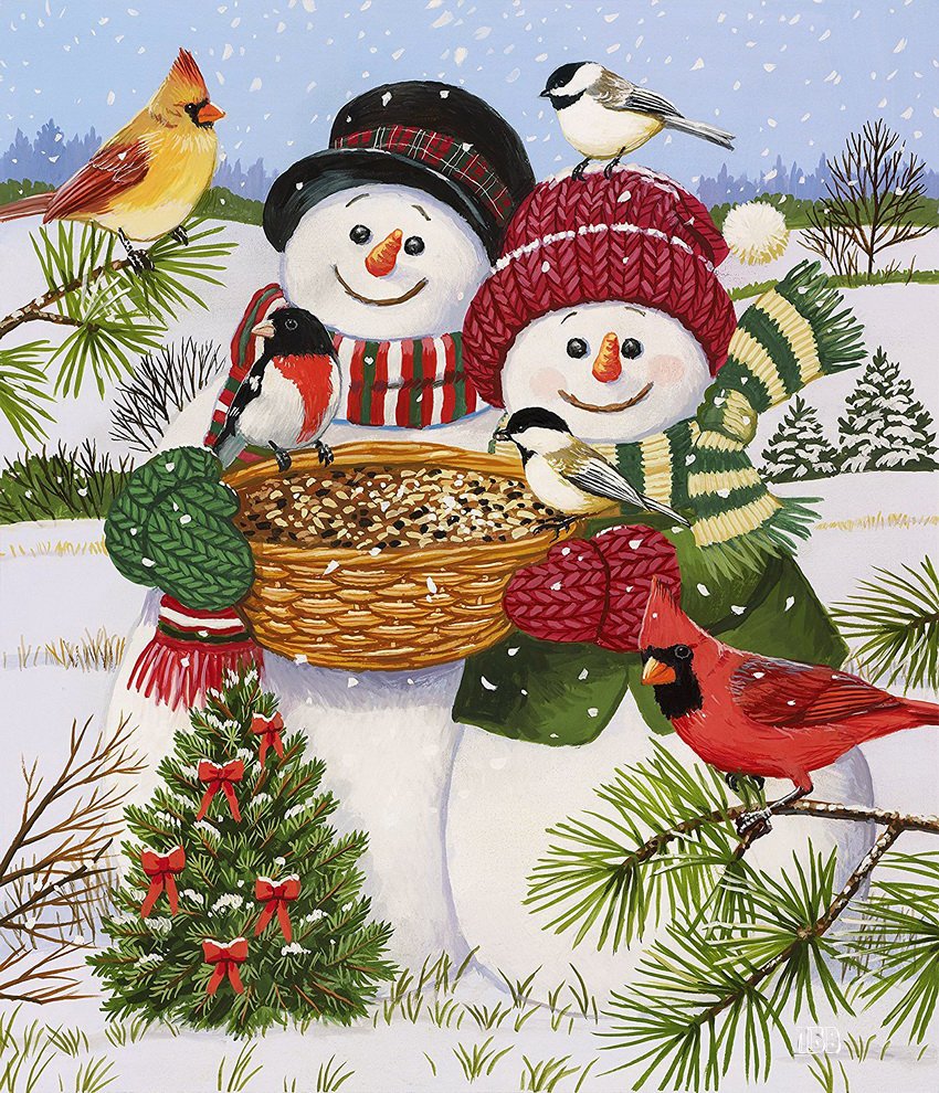 Картина Новогодняя со снеговиком