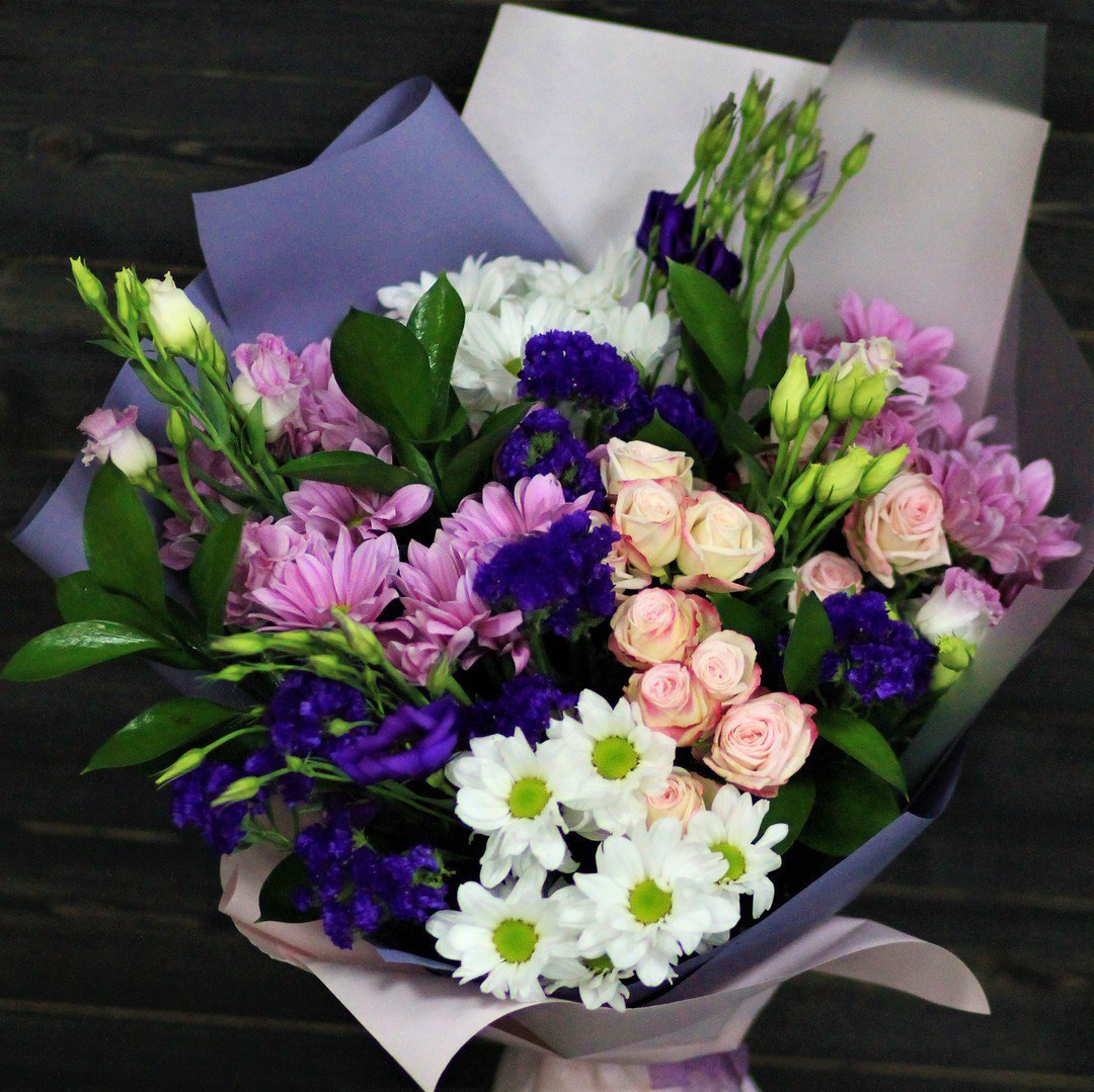 Букет эустома статица Хризантема свадебный