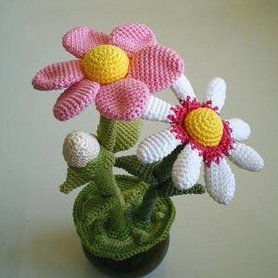 Амигуруми Ромашка в горшке